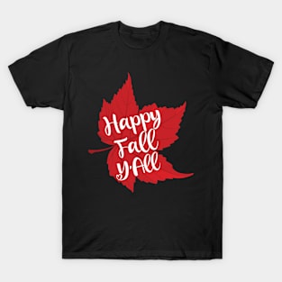 Happy Fall Y'all Autumn Leaves T-Shirt